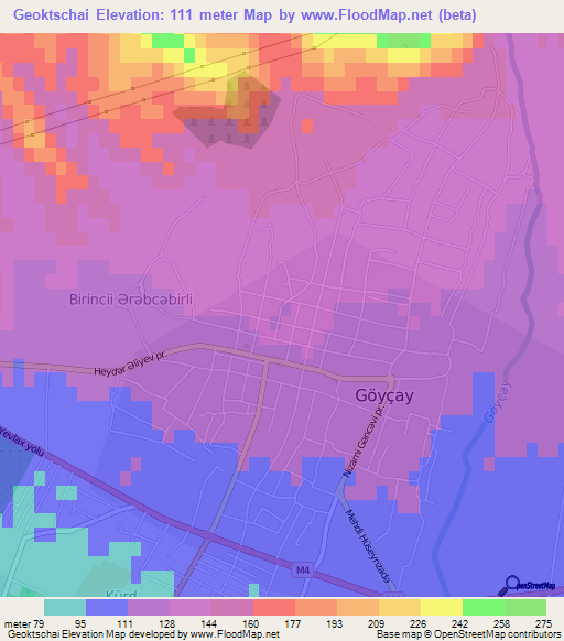 Geoktschai,Azerbaijan Elevation Map