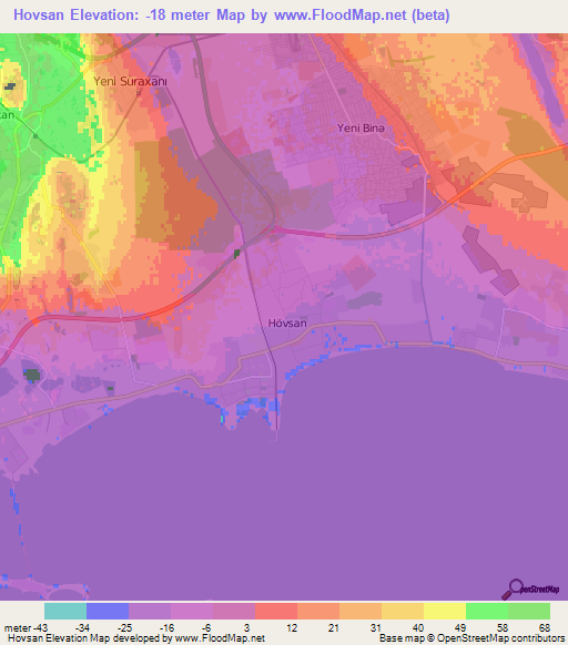 Hovsan,Azerbaijan Elevation Map