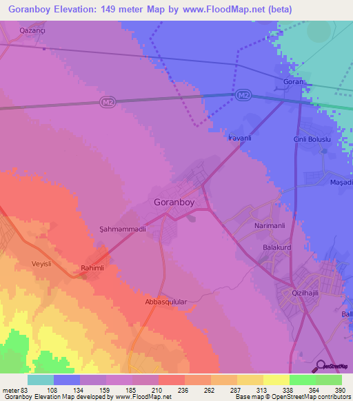 Goranboy,Azerbaijan Elevation Map