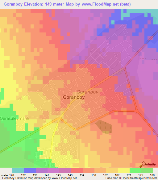 Goranboy,Azerbaijan Elevation Map