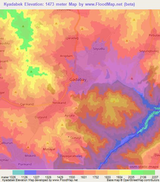 Kyadabek,Azerbaijan Elevation Map