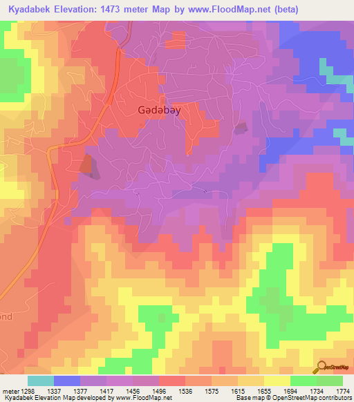 Kyadabek,Azerbaijan Elevation Map