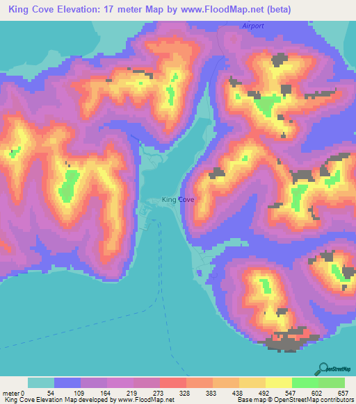 King Cove,US Elevation Map