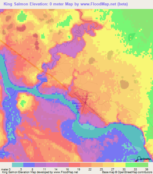 King Salmon,US Elevation Map