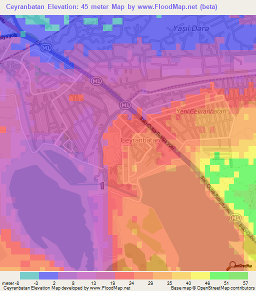 Ceyranbatan,Azerbaijan Elevation Map