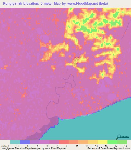 Kongiganak,US Elevation Map