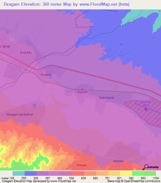 Dzagam,Azerbaijan Elevation Map