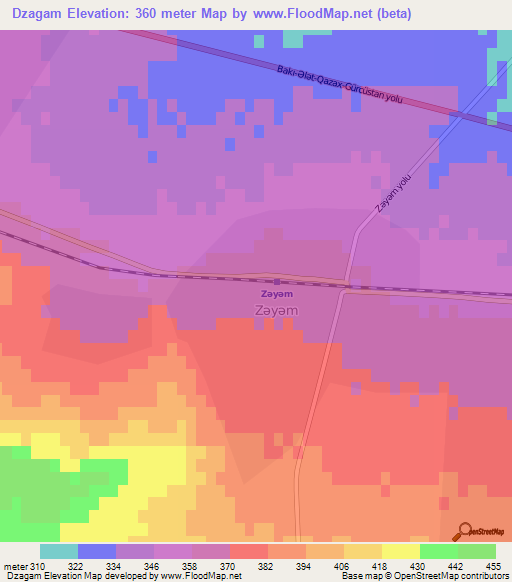 Dzagam,Azerbaijan Elevation Map