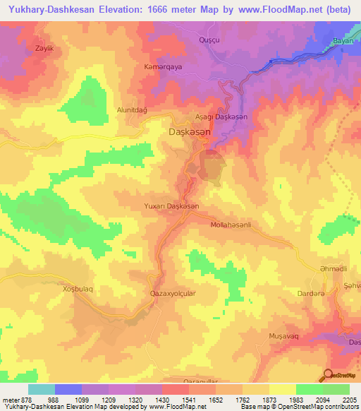 Yukhary-Dashkesan,Azerbaijan Elevation Map