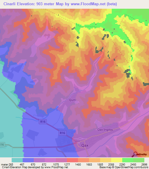 Cinarli,Azerbaijan Elevation Map