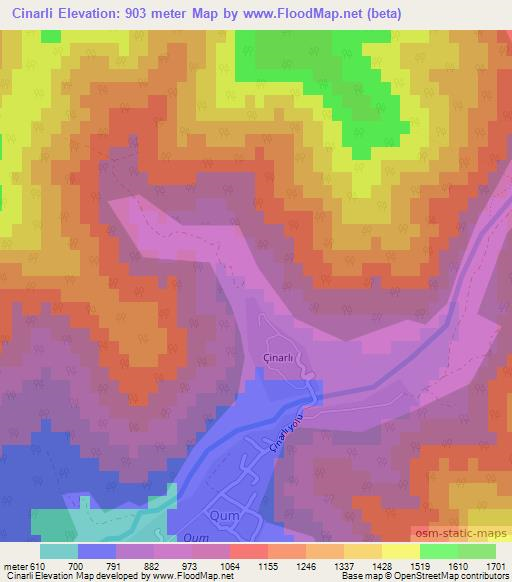 Cinarli,Azerbaijan Elevation Map