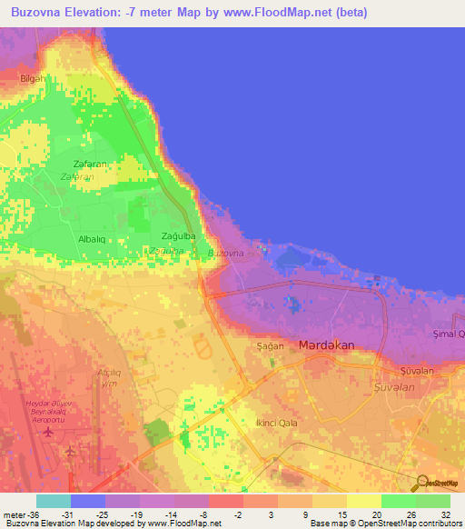 Buzovna,Azerbaijan Elevation Map