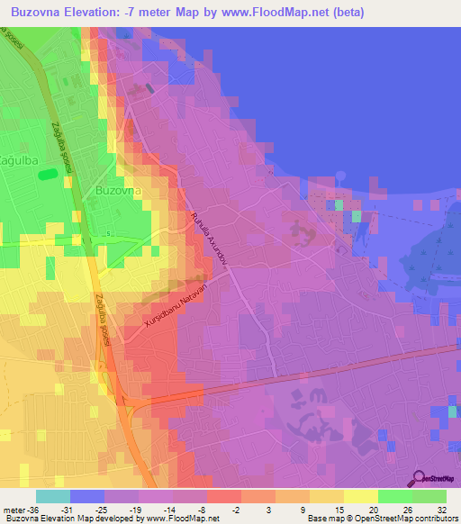 Buzovna,Azerbaijan Elevation Map