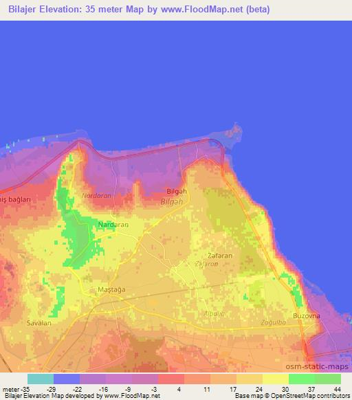 Bilajer,Azerbaijan Elevation Map