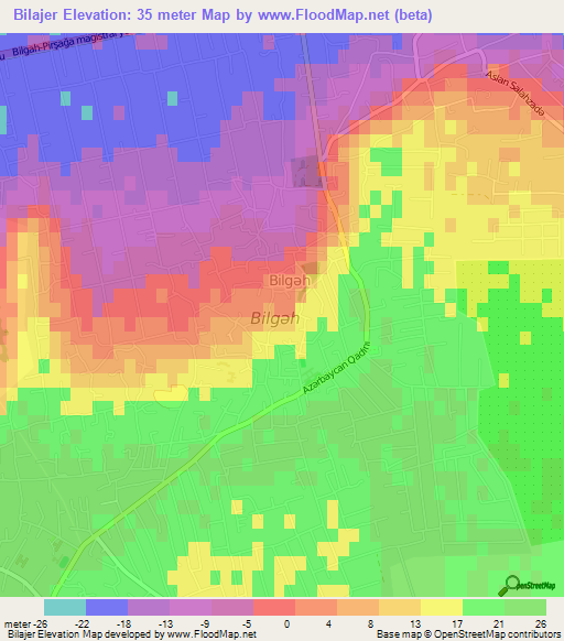 Bilajer,Azerbaijan Elevation Map