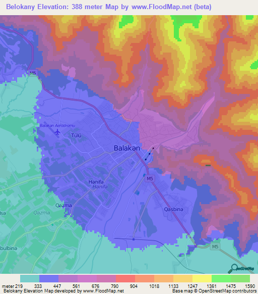 Belokany,Azerbaijan Elevation Map