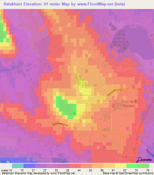 Balakhani,Azerbaijan Elevation Map