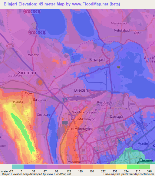 Bilajari,Azerbaijan Elevation Map