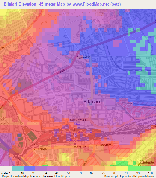Bilajari,Azerbaijan Elevation Map