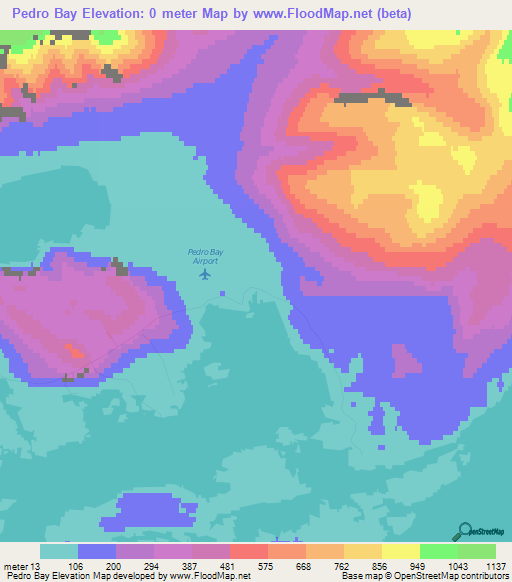 Pedro Bay,US Elevation Map