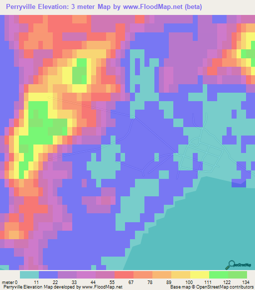 Perryville,US Elevation Map