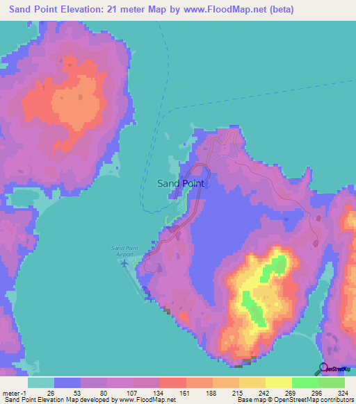 Sand Point,US Elevation Map