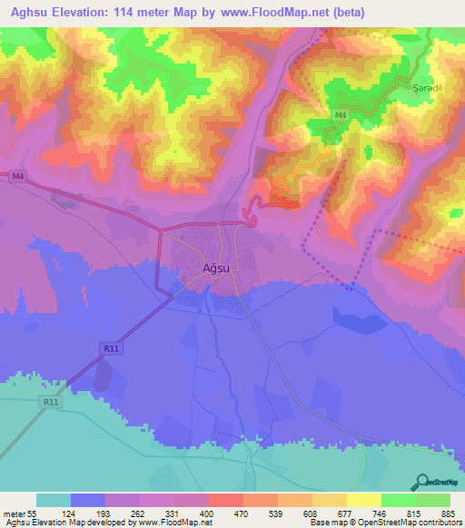 Aghsu,Azerbaijan Elevation Map