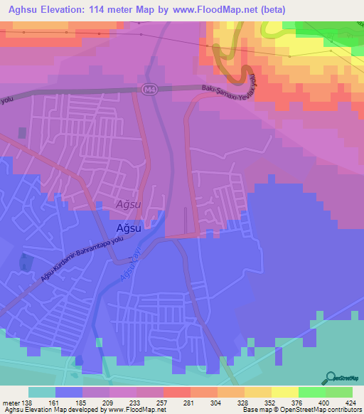 Aghsu,Azerbaijan Elevation Map