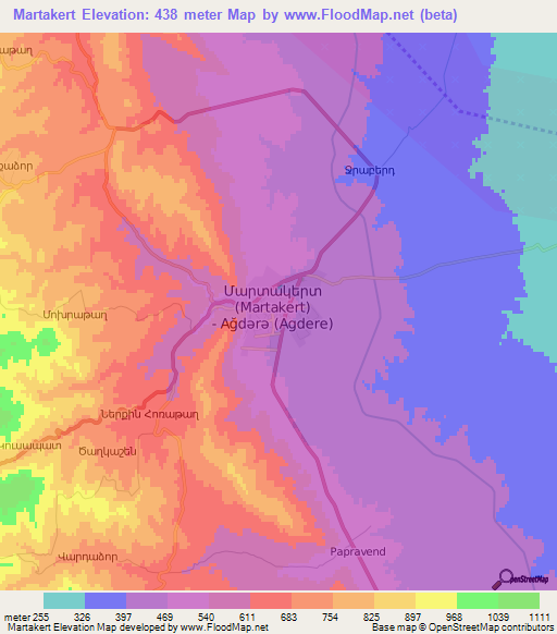 Martakert,Azerbaijan Elevation Map