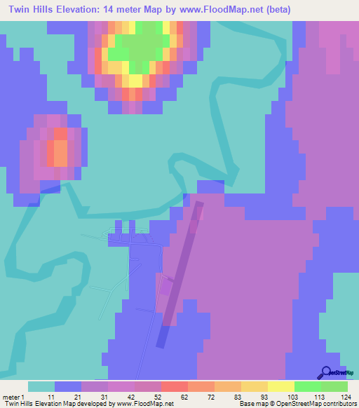 Twin Hills,US Elevation Map