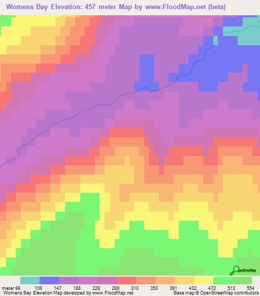 Womens Bay,US Elevation Map