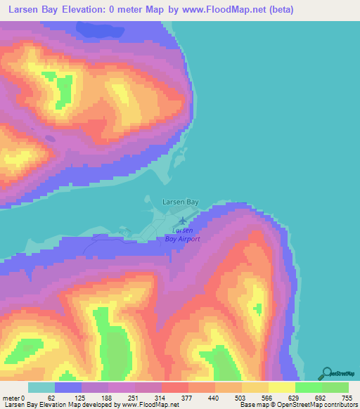 Larsen Bay,US Elevation Map