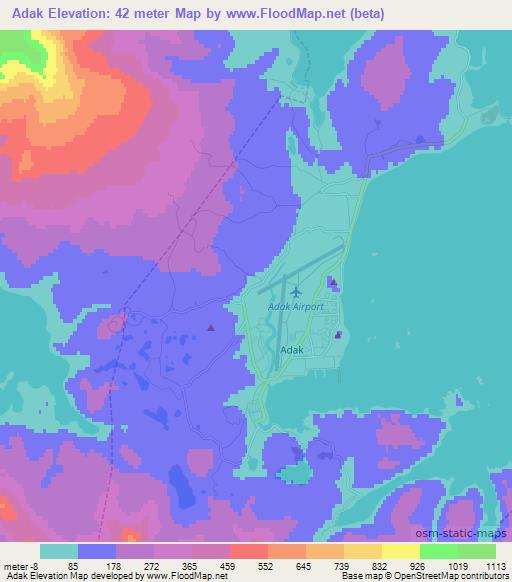 Adak,US Elevation Map