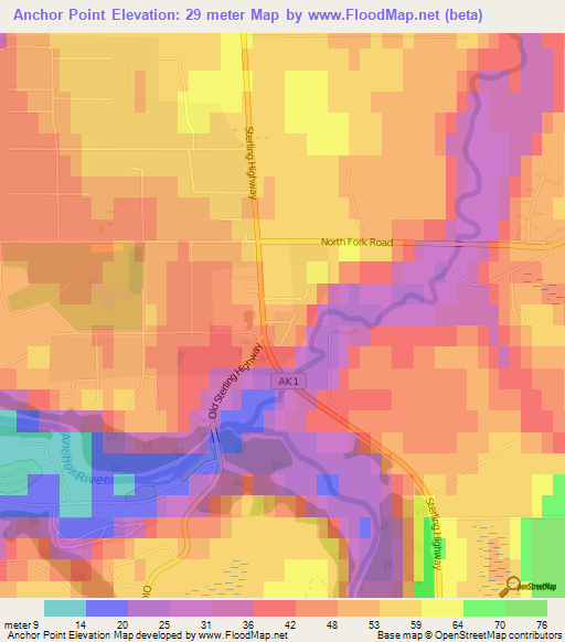 Anchor Point,US Elevation Map