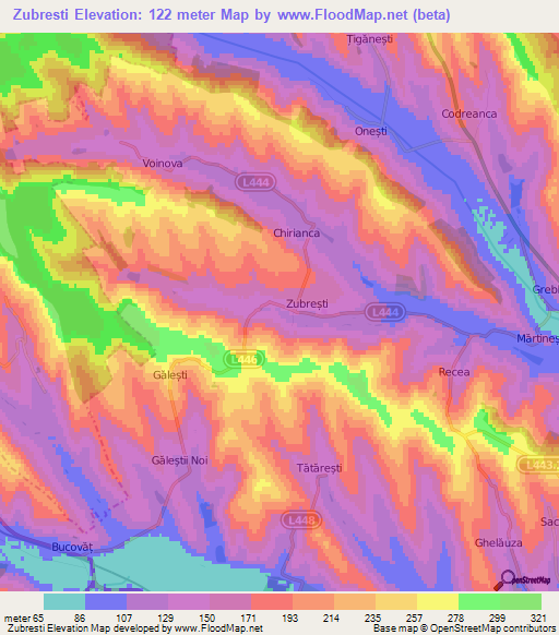 Zubresti,Moldova Elevation Map