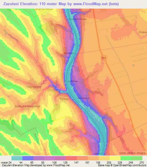 Zazuleni,Moldova Elevation Map