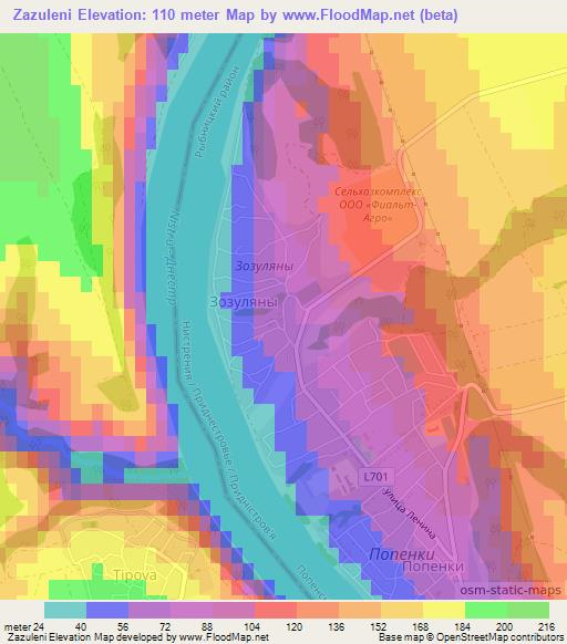 Zazuleni,Moldova Elevation Map