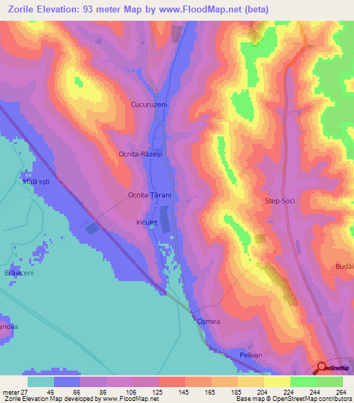 Zorile,Moldova Elevation Map