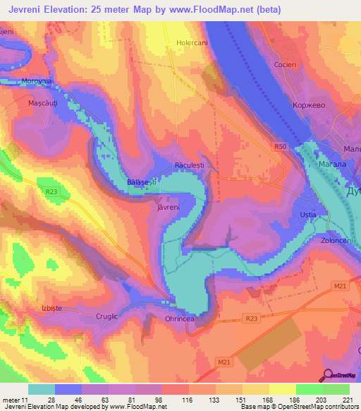 Jevreni,Moldova Elevation Map