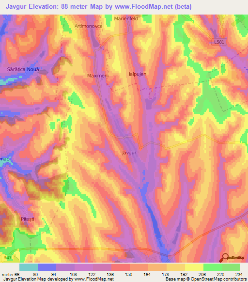 Javgur,Moldova Elevation Map