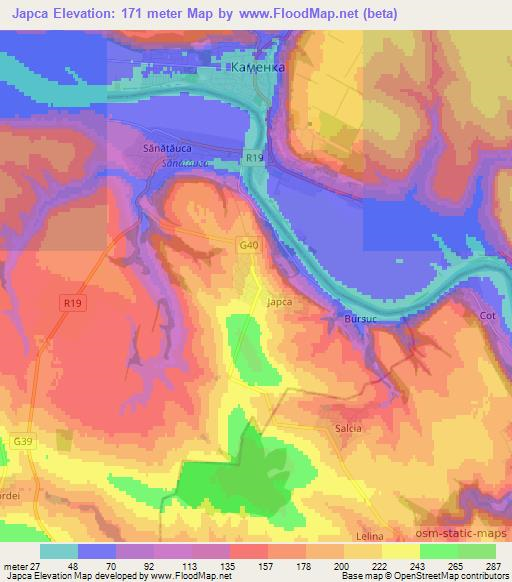 Japca,Moldova Elevation Map