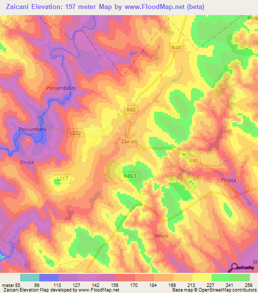 Zaicani,Moldova Elevation Map