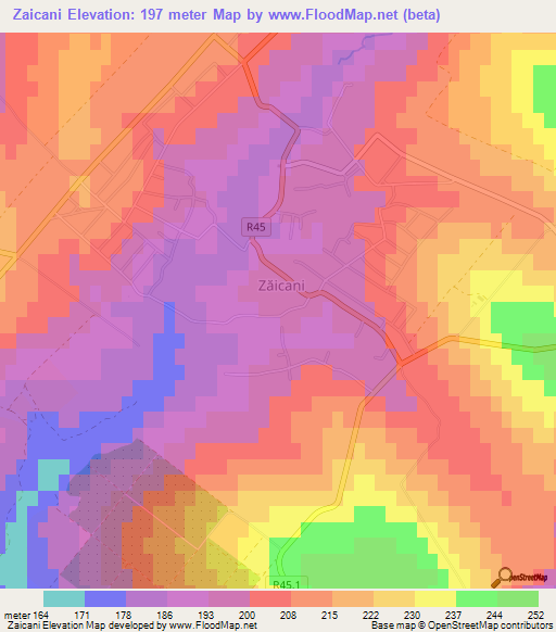 Zaicani,Moldova Elevation Map