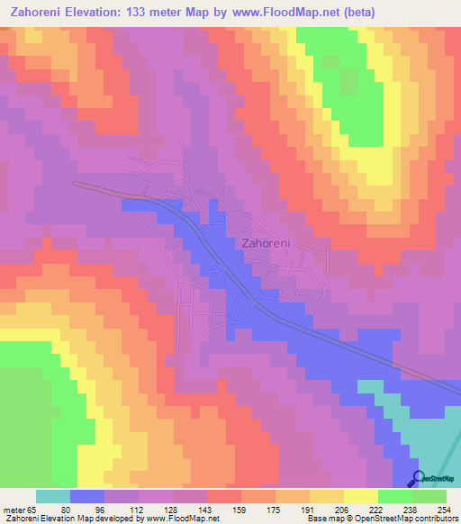 Zahoreni,Moldova Elevation Map