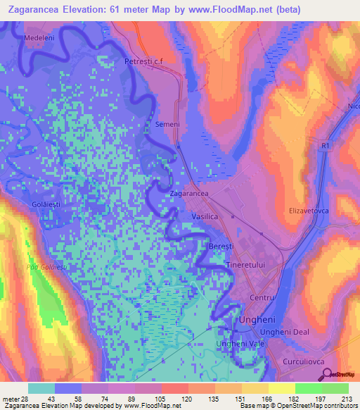 Zagarancea,Moldova Elevation Map