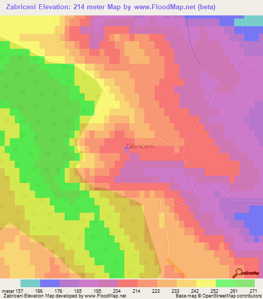 Zabriceni,Moldova Elevation Map