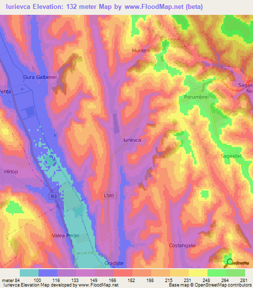 Iurievca,Moldova Elevation Map