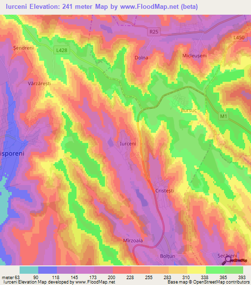 Iurceni,Moldova Elevation Map