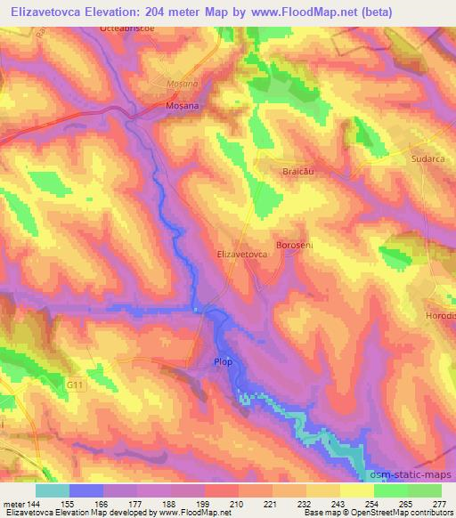 Elizavetovca,Moldova Elevation Map