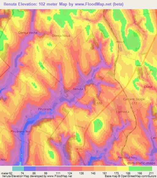 Ilenuta,Moldova Elevation Map